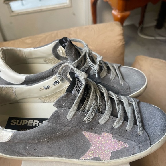 Golden Goose sneakers-grey suede with pink Glitter Star. Size 38 womens. - Picture 1 of 5
